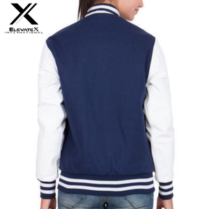 Women's Reversible Eco-Friendly Waterproof <b>Quilted</b> Varsity Jacket Regular Length Windproof Breathable 100% Polyester Leather - Product Image 3