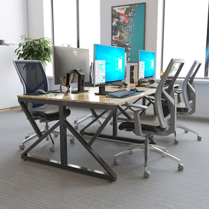 Mesa Minimalista de 4 Plazas, 120x240cm, Madera de Caucho con Patas de Hierro en Forma de K, Requiere Ensamblaje, BNV68050 - Product Image 3