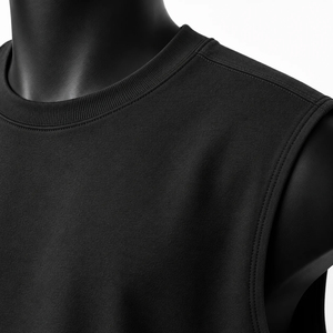 Men's <b>Black</b> Solid <b>Knitted</b> O-Neck Sleeveless <b>Tank</b> <b>Top</b> Casual Style - Product Image 6