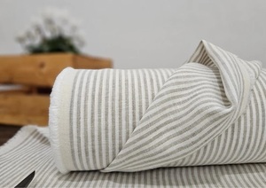 Venta al por mayor 100% tela de lino tejido orgánico ropa de cama a rayas cortina sofá uso 115 ''Textiles para el hogar niños y niñas vestidos - Product Image 5