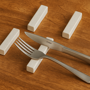 Juego de 4 soportes para cubiertos de madera de mango natural, soportes para vajilla hechos a mano, utensilios para cubiertos de primera calidad, soportes para mesa de comedor moderna, tendencia - Product Image 5