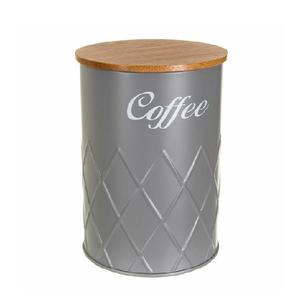 Recipiente de metal elegante con tapa de madera Contenedor de diseñador hecho a mano de buena calidad Recipiente de café al por mayor con estilo clásico - Product Image 1