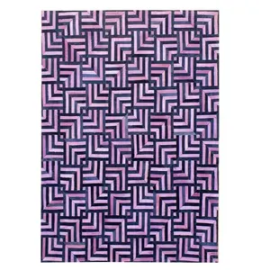 Modern Design Dyed Pink and Black Hair on Handmade Pure Real Cowhide Leather Patchwork Cowhide Area rug Handmade Carpets