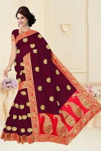 Hermosos saris de seda con bordado Colección de Sari indio tradicional Tela ligera con trabajo intrincado para ropa nupcial - Product Image 3