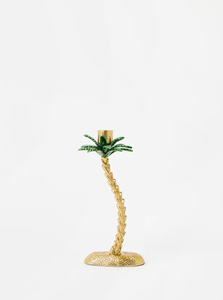 Portavelas de metal de palmera de latón AK en acabado dorado y verde de calidad superior para decoración de hotel/detalles de decoración de mesa - Product Image 4