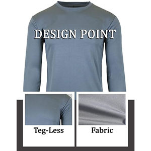 Camiseta de Manga Larga para Hombre, Corte Ajustado, Tejido Sólido, Casual, Absorbente de Humedad, Cuello Redondo, Sin Etiqueta, 100% Poliéster, 150g - Product Image 4