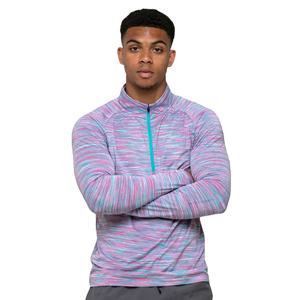 Camisa ligera rosa azul Trail para hombre, manga larga con cremallera 1/4, corte ajustado, logotipo reflectante transpirable, 88% poliéster, 12% ELASTANO - Product Image 1