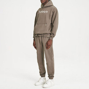 เสื้อฮู้ดผู้ชายแบบมีกระดุมหนาไม่มีลายแบบ Y2K ผ้าฝรั่งเศสเทอร์รี่มีฮู้ดผ้าคอตตอน100% บ็อกซี่ครอปเฮฟวี่เวท - Product Image 4