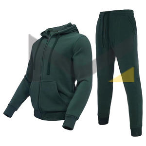 Chándal deportivo de algodón personalizado de talla grande para hombre, chándal para gimnasio, forro polar liso, sudaderas para correr de invierno, conjunto de chándal para hombre - Product Image 1