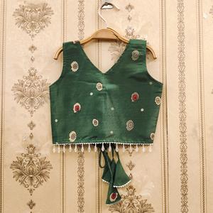 Shoryam Fashion Lehenga Choli Dupatta en polyester pour enfants |   Vêtement ethnique pour filles, imprimé Kalamkari vert, infroissable, séchage rapide - Product Image 5