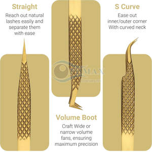 Pinzas para pestañas recubiertas de oro de primera calidad, herramienta de punta de precisión para artistas de extensión de pestañas, pinzas profesionales para pestañas con acabado dorado - Product Image 2