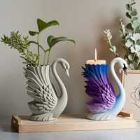 Vase Cygne Moderne en Résine Écologique, Artisanat Sculpté Durable et Élégant pour Décoration Thème Maison Chambre Centre de Table Thanksgiving