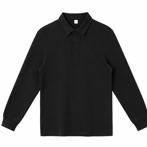 China Bangladesh Factory Price OEM Customized Logo Embroidery Heavyweight Long Sleeve American <b>Casual</b> Fit Unisex Polo <b>Shirt</b> - Product Image 3