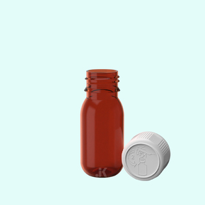 Emballage plastique Fabricant vietnamien Bouteille de sirop ronde PET 45ml avec couvercle CR Ambre OEM ODM Service Meilleur prix M0759 - Product Image 2