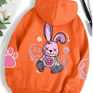 Sudaderas con capucha estampadas informales de Hip Hop Street, sudaderas holgadas de punto a la moda, estampados informales cálidos de otoño para mujer, forro polar Harajuku con capucha - Product Image 6