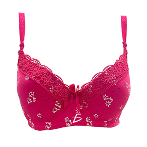 Soutien-gorge push-up sans armatures à bretelles réglables, motif floral en dentelle, fermeture avant, style romantique, en polyamide fin pour femme - Product Image 4