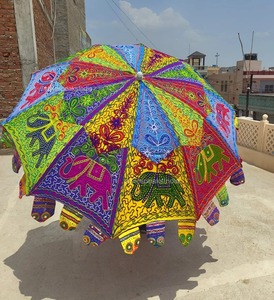Thêu Lớn Ô Ấn Độ Coton Handmade Trang Trí Nhiều Màu Voi In Vườn Parasol Boho Sunpatio Trang Trí Nội Thất Quà Tặng Ý Tưởng - Product Image 3