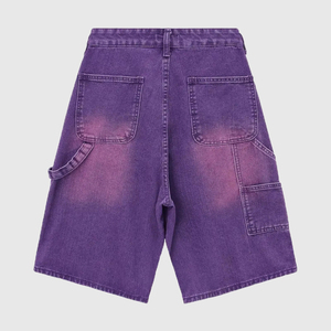 Baggy en jean personnalisé de haute qualité vintage délavé au soleil Short personnalisé en jean couleur unie Streetwear pour hommes Short en jean cargo - Product Image 3