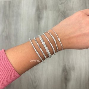 Pulsera de Tenis de Oro Sólido de 14K con Diamantes de Corte Brillante Redondo, Estilo Lujoso para Aniversario, Boda, Compromiso, Regalos para Fiestas - Product Image 2