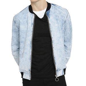 Acid Washed Men's Full Zipper <b>Denim</b> Jeans <b>Jacket</b> Personalized Logo Print Distress Embroidery <b>Denim</b> Jean <b>Jacket</b> Men - Product Image 1