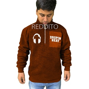 Custom Made 100% Cotton Sherpa Fleece Hoodies for Men and <b>Boys</b> Winter Warm with Digital Printed Embroidered Logo Eco-Friendly - Product Image 2