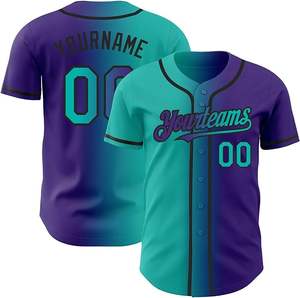 100% Polyester respirant hommes Baseball Softball Jersey chemise boutonnée Logo brodé grande taille 3D motif solide Plaid - Product Image 1