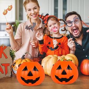 Cubo de Dulces de Calabaza de Hierro, Cubo de Calabaza Portátil con Asa para Fiestas de Truco o Trato, Decoración de Jarrones de Flores de Calabaza de Halloween - Product Image 3