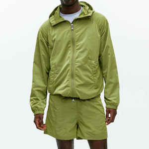 Custom Two Piece Casual Solid Windbreaker Jacket and Short Set Drawstring Closure <b>Polyester</b> <b>Tracksuit</b> 2026 - Product Image 4