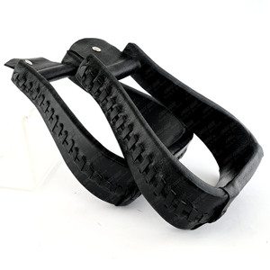 Estribos de caballo en forma de campana de Venta caliente en cuero con cordones Cómodo estribo de sillín occidental Aspecto occidental tradicional - Product Image 6