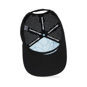 Venta al por mayor Vietnam dos tonos estructurado 6 paneles perforado sombrero ala plana impermeable corte láser agujero personalizado gorra de golf en blanco para el día a día - Product Image 3