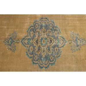 Alfombra Vintage de 4.8x7.9 pies (146x242 cm), Alfombra Turca Azul con Diseño Floral - Product Image 5