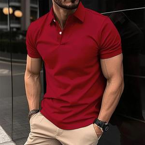 Polo pour homme Chemise à boutons de revers pour homme de couleur unie Chemise slim de sport de loisirs à manches courtes pour homme - Product Image 6