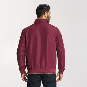 Men's Eco-Friendly Breathable Maroon Bomber <b>Jacket</b> with Ribbed Cuffs-Stylish <b>Smart</b> Casual Polyester/Cotton - Product Image 5