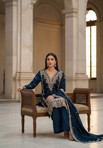 Nuevo Conjunto de Kurta/Palazzo de Fiesta para Mujer con Dupatta, Bordado Intenso y Lentejuelas - Product Image 4