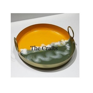 ถาดเสิร์ฟเหล็กรูปทรงกลมสีส้มและสีเขียวเครื่องครัวถาดเสิร์ฟอาหารอาหารเช้า - Product Image 1