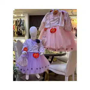 2024 Latest Cotton Baby Dress Designs Floral Pattern Wedding Style for Children in Spring Decorated Beautiful Flowers <b>Net</b> <b>Fabric</b> - Product Image 1