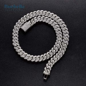 Venta caliente 14K Chapado en oro blanco 925 Plata de ley 10mm Iced Paved Moissanite Hip Hop Cadena cubana para hombres - Product Image 3