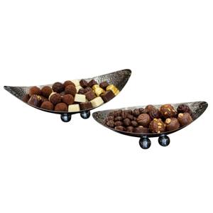 Bol à servir sur pied en or élégant, ensemble cadeau de chocolat de qualité supérieure, plat à bonbons en métal décoratif pour les faveurs de mariage et de fête - Product Image 2