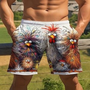 Funny Animal Chicken 3D Cordón Swim Board Shorts Beach Short Hombres Tronco Traje de baño Sport Pant Shorts - Product Image 4