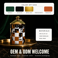 Pot à bougie en céramique européenne avec couvercle, ornement de rangement en porcelaine dorée, pot décoratif pour la maison, OEM ODM, logo personnalisé