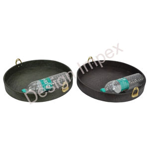 Bandeja ecuestre redonda recubierta de cuero Asas de estribo de caballo dorado Bandeja ecológica Bandejas decorativas de alto estándar para servir Ventas - Product Image 6