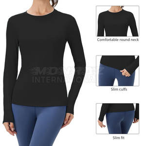 เสื้อรัดกล้ามเนื้อแขนยาวสำหรับผู้หญิงเสื้อออกกำลังกายแบบรัดรูป - Product Image 6