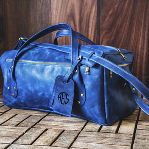 Personalized Genuine Leather Duffle Bag Handmade Groomsmen Gift Genuine Leather Overnight Bag - Product Image 1