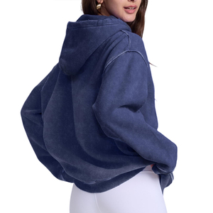 Sweats à capuche en molleton délavé à l'acide sur mesure pour femmes Logo avant Qualité supérieure Couleurs et tailles personnalisables Vente en gros - Product Image 2