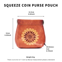 Dompet koin kulit Vintage buatan tangan kustom timbul desain tekan penutup dompet Mini langsung dari pabrik pola bunga kecil
