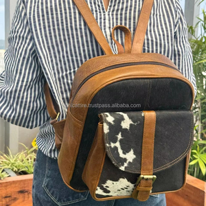 กระเป๋าเป้สะพายหลังขนาดเล็กหนังวัวแท้คุณภาพสูงสำหรับทุกเพศกระเป๋าเป้นักเรียนแบบมีซิปสไตล์ตะวันตกลำลองหรูหรา - Product Image 3