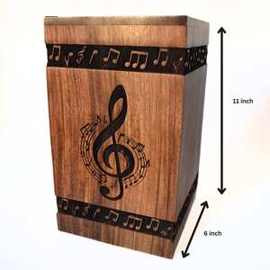 Handmade Wooden <b>Urn</b> <b>for</b> Human <b>Ashes</b> Size 11.6 Music Carving Wooden <b>Urn</b> Box <b>for</b> Pets <b>Dogs</b> - Product Image 6