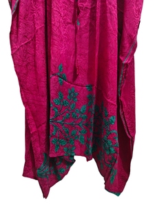 Recycled Sari <b>Silk</b> Caftan Soft Night Wear <b>House</b> Robe Garden Dress For woman's Free Size Kaftan - Product Image 4
