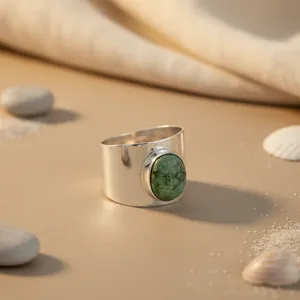 925 Silver <b>Turquoise</b> <b>Ring</b> Bezel Setting Minimalist Gemstone <b>Ring</b> Unisex Everyday Wear - Product Image 1
