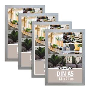 Set of 4 Silver Wood Decor <b>Poster</b> <b>Frames</b> 14.8 X 21 cm DIN A5 Picture Art Display <b>Frames</b> for Home Decoration - Product Image 1